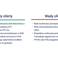 Zalety i wady inwestowania w ETF-y z XTB. Jak zainwestować 200 tys. zł? Niskie koszty, brak prowizji, ale brak IKE/IKZE.