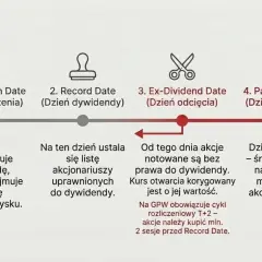 Proces wypłaty dywidendy: od ogłoszenia, przez ustalenie listy akcjonariuszy, po dzień odcięcia i wypłatę środków. Informacje o akcjach Rio Tinto.