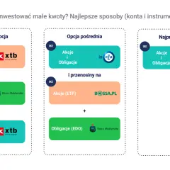 Jak zacząć inwestować małe pieniądze? Schemat pokazuje najtańsze, pośrednie i najprostsze opcje inwestycyjne z wykorzystaniem IKE.