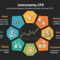 Instrumenty CFD, które z instrumentów finansowych korzysta z dźwigni finansowej: akcje, waluty, surowce, kryptowaluty, indeksy, zieloty.