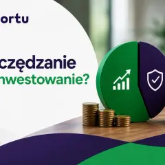 Oszczędzanie czy inwestowanie? Grafika z monetami, rosnącą rośliną i symbolem wzrostu vs. tarcza. Wybierz mądrze swoją ścieżkę finansową.