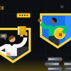 Binance P2P: dowiedz się, gdzie inwestować w krypto. Dwie postacie w tarczach symbolizują handel i naukę.