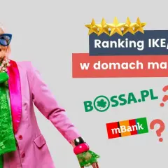 Elegancka starsza pani z pieniędzmi w ręku i hasłem "Ranking IKE/IKZE w domach maklerskich". Widoczne logo BOSSA.PL.