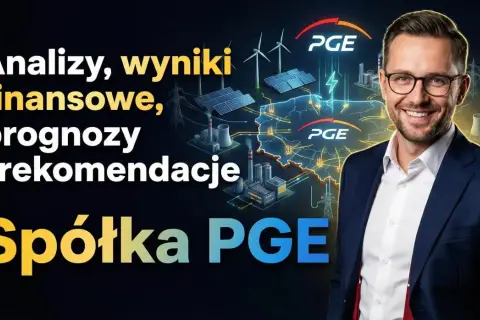 Analizy, wyniki finansowe, prognozy i rekomendacje dotyczące akcji PGE. Wizualizacja polskiej mapy z infrastrukturą energetyczną.